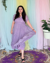 Purple lurex chiffon midi